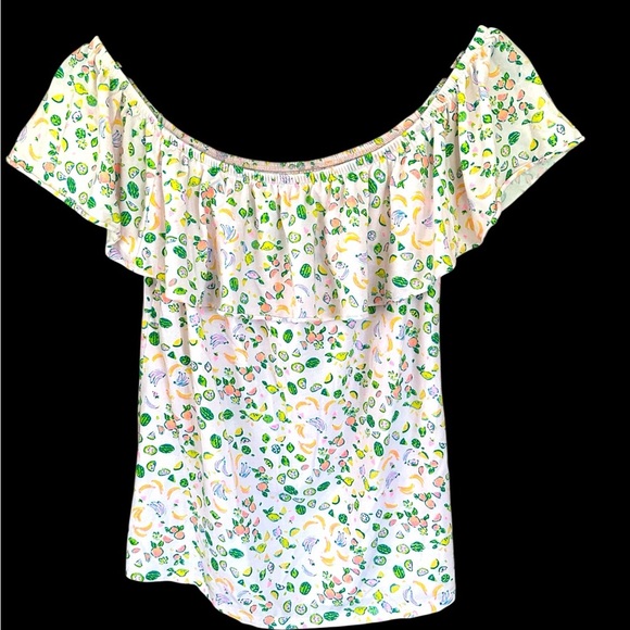 Lilly Pulitzer La Fortuna Off Shoulder Top Womens Medium Lil Juicy Fruit  M - Picture 4 of 8